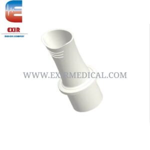 White plastic 90-degree elbow connector for medical tubing (dual open ends).